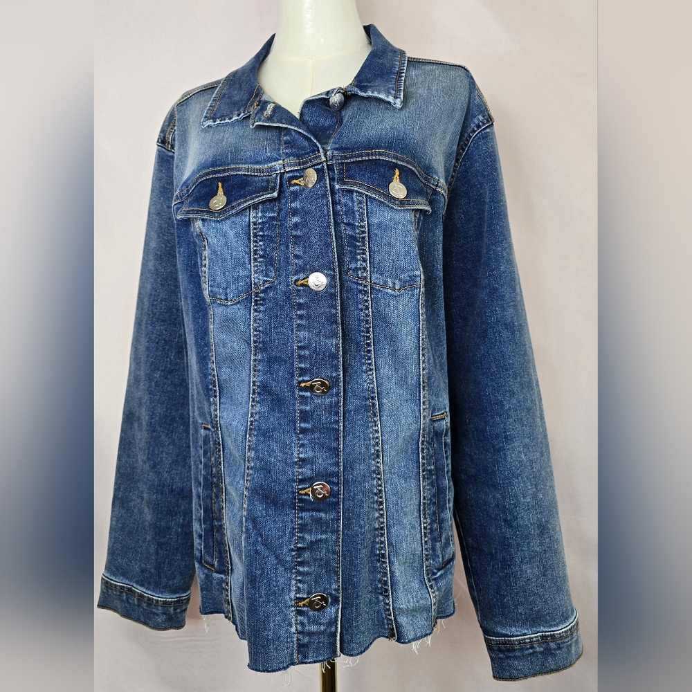 LOVE & LEGEND Women's 18 DenimRuffled Back &Sleeve Blue Women's Jacket